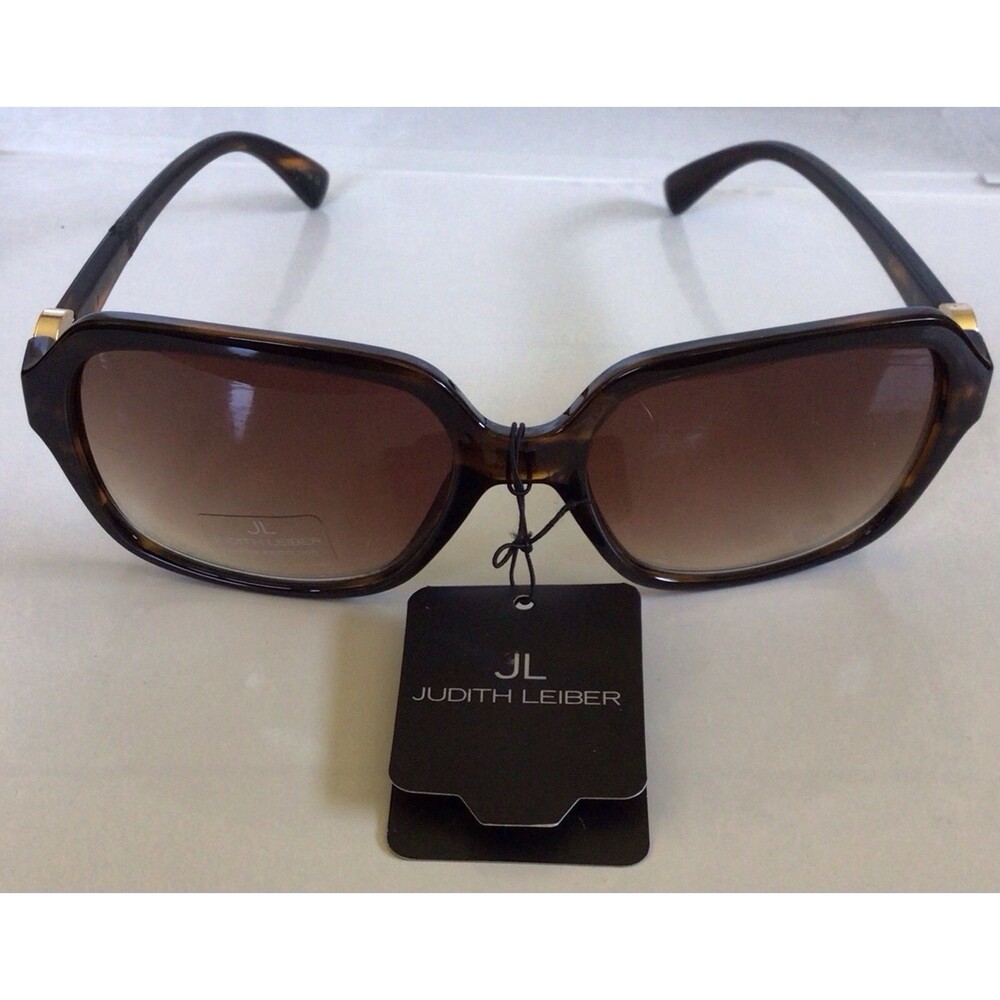 JL By Judith Leiber "Poppy" Oval Designer Sunglasses, Brown